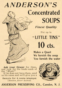 1899 Ad Anderson Preserving Concentrated Soups Pricing - ORIGINAL LHJ4