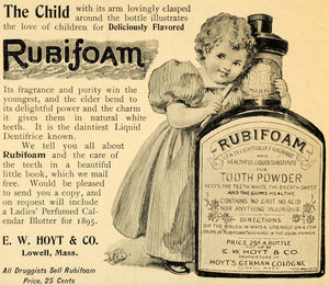 1895 Ad E. W. Hoyt Rubifoam Tooth Powder Dental Lowell - ORIGINAL LHJ4