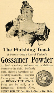 1895 Ad Henry Tetlow Gossamer Powder Facial Cosmetics - ORIGINAL LHJ4