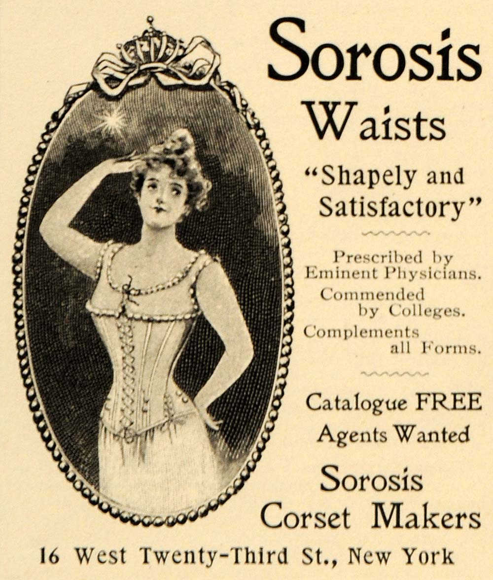 1899 Ad Sorosis Waists Corsets Physician Prescribed NY - ORIGINAL LHJ4 –  Period Paper Historic Art LLC
