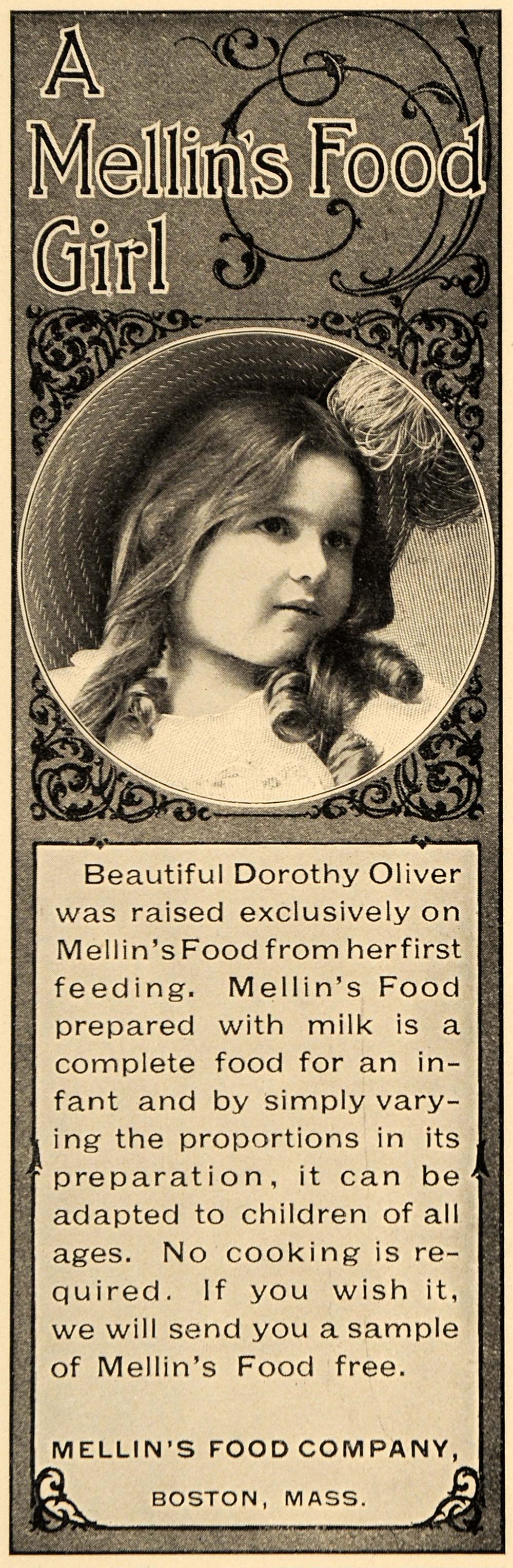 1899 Ad Dorothy Oliver Mellin's Baby Food Boston Mass. - ORIGINAL LHJ4