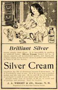 1899 Ad J.A. Wright Silver Cream Child Polishing Keene - ORIGINAL LHJ4 –  Period Paper Historic Art LLC