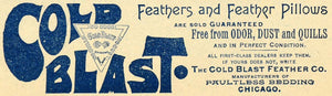 1892 Ad Cold Blast Feather Co. Feather Pillows Bedding - ORIGINAL LHJ4