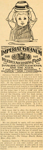 1892 Ad John Carle & Sons Imperial Granum Infants Food - ORIGINAL LHJ4