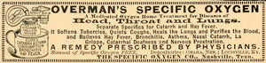 1892 Ad Specific Oxygen Co Overmans Medicated Treatment - ORIGINAL LHJ4