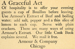 1892 Ad Armour & Co. Extract of Beef Soup Stock Food - ORIGINAL ADVERTISING LHJ4