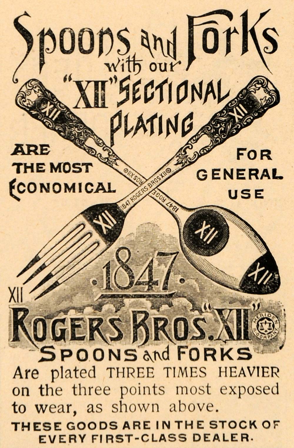 1892 Ad Rogers Bros XII Plating Spoon Forks Flatware - ORIGINAL ADVERTISING LHJ4