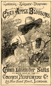 1892 Ad Crown Perfumery Co. Crab Apple Blossoms Perfume - ORIGINAL LHJ4