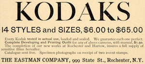 1892 Ad Eastman Co. Kodak Camera Developing Printing - ORIGINAL ADVERTISING LHJ4