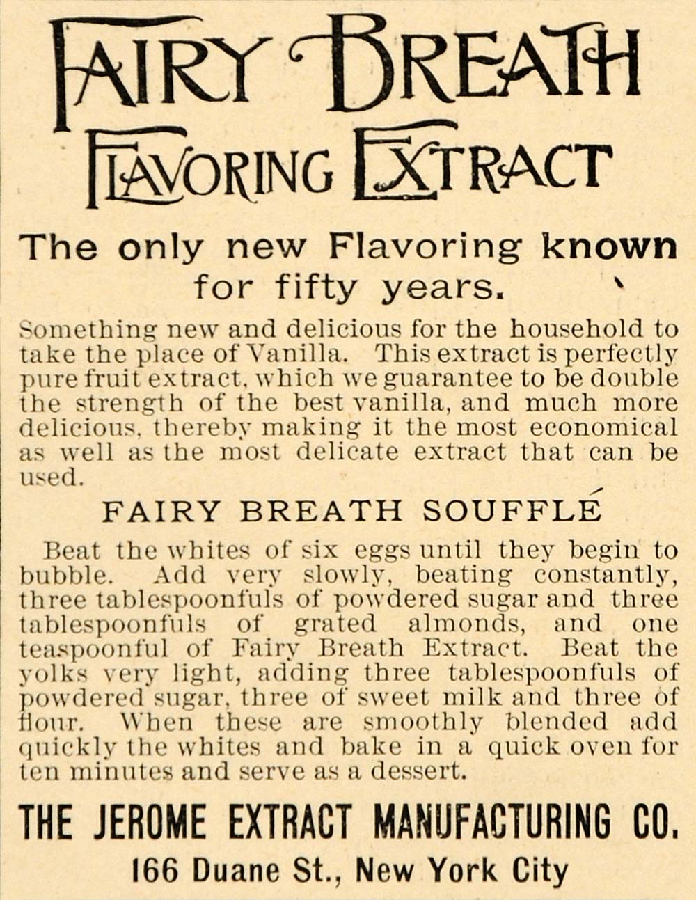 1892 Ad Jerome Extract Manufacturing Flavoring Souffl_ - ORIGINAL LHJ4