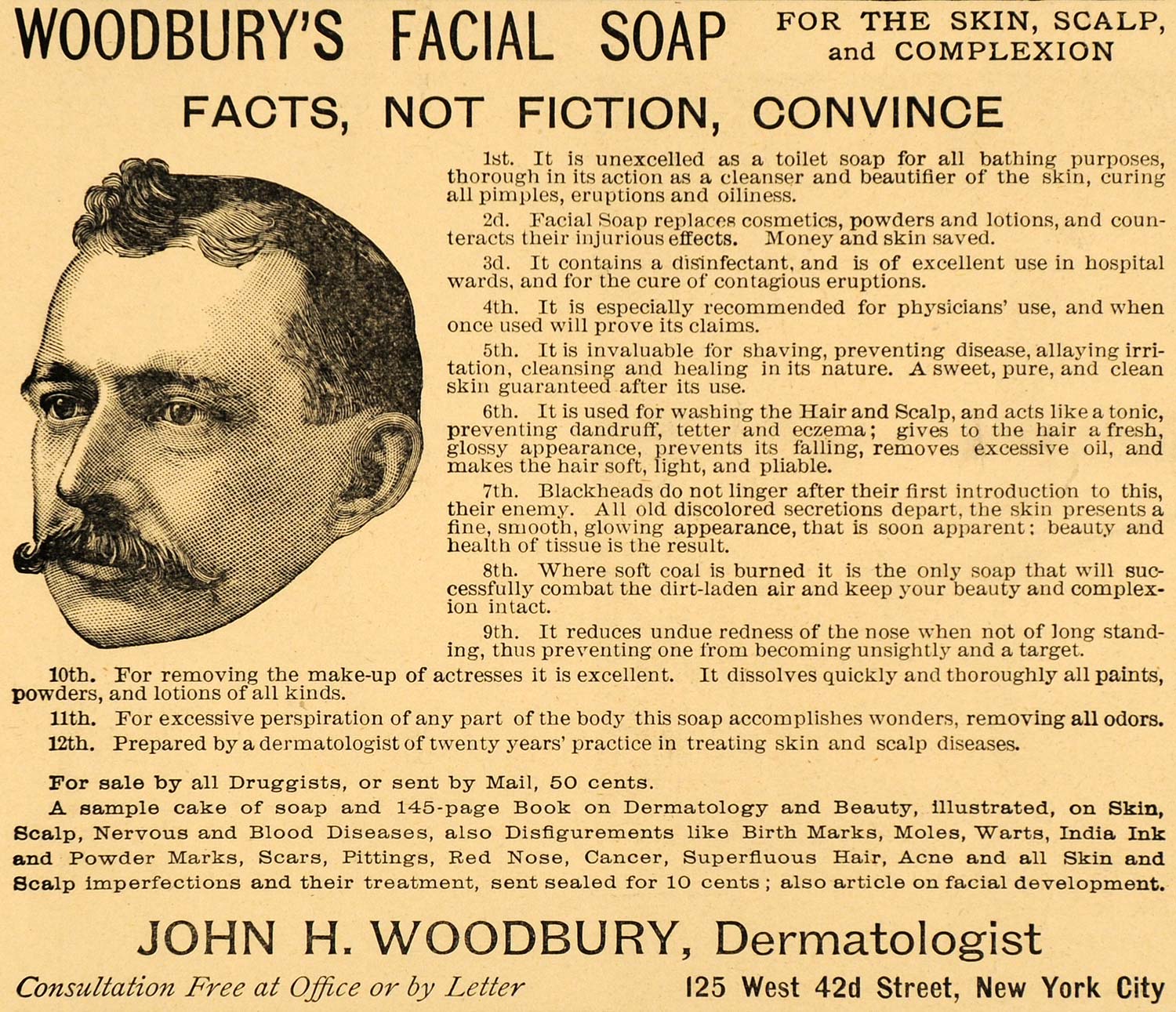 1892 Ad John N Woodbury Dermatologist Skin Facial Soap - ORIGINAL LHJ4