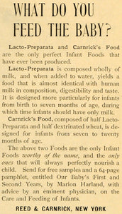 1892 Ad Reed Carnrick Lacto-Preparata Infant Baby Food - ORIGINAL LHJ4