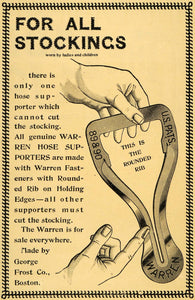 1892 Ad Warren Rounded Rib Hose Supporters George Frost - ORIGINAL LHJ4