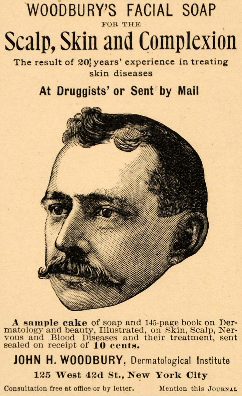 1892 Ad Woodbury's Facial Soap Scalp Skin Complexion - ORIGINAL ADVERTISING LHJ4