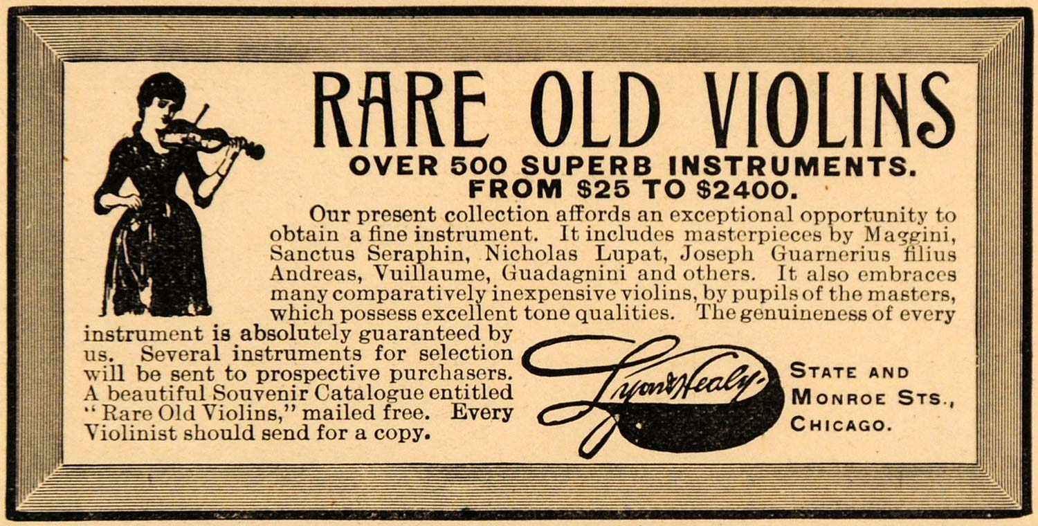 1892 Ad Lyon & Healy Rare Old Violins Pricing Music - ORIGINAL ADVERTISING LHJ4