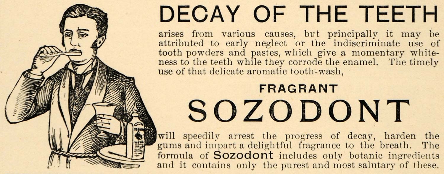 1892 Ad Fragrant Sozodont Dentifrice Dental Tooth Decay - ORIGINAL LHJ4