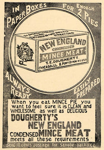 1892 Ad Dougherty's New England Condensed Mince Meat - ORIGINAL ADVERTISING LHJ4