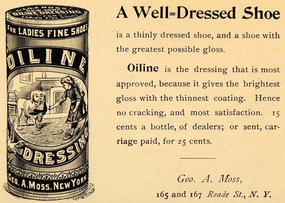 1893 Ad Geo. A. Moss. Oiline Dressing Shoe Coating - ORIGINAL ADVERTISING LHJ4