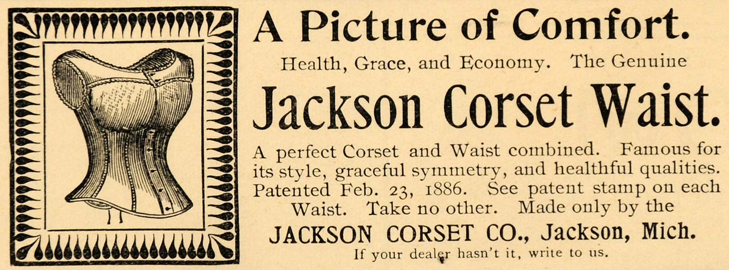 1893 Ad Jackson Corset Co. Waist Clothing Accessories - ORIGINAL LHJ4