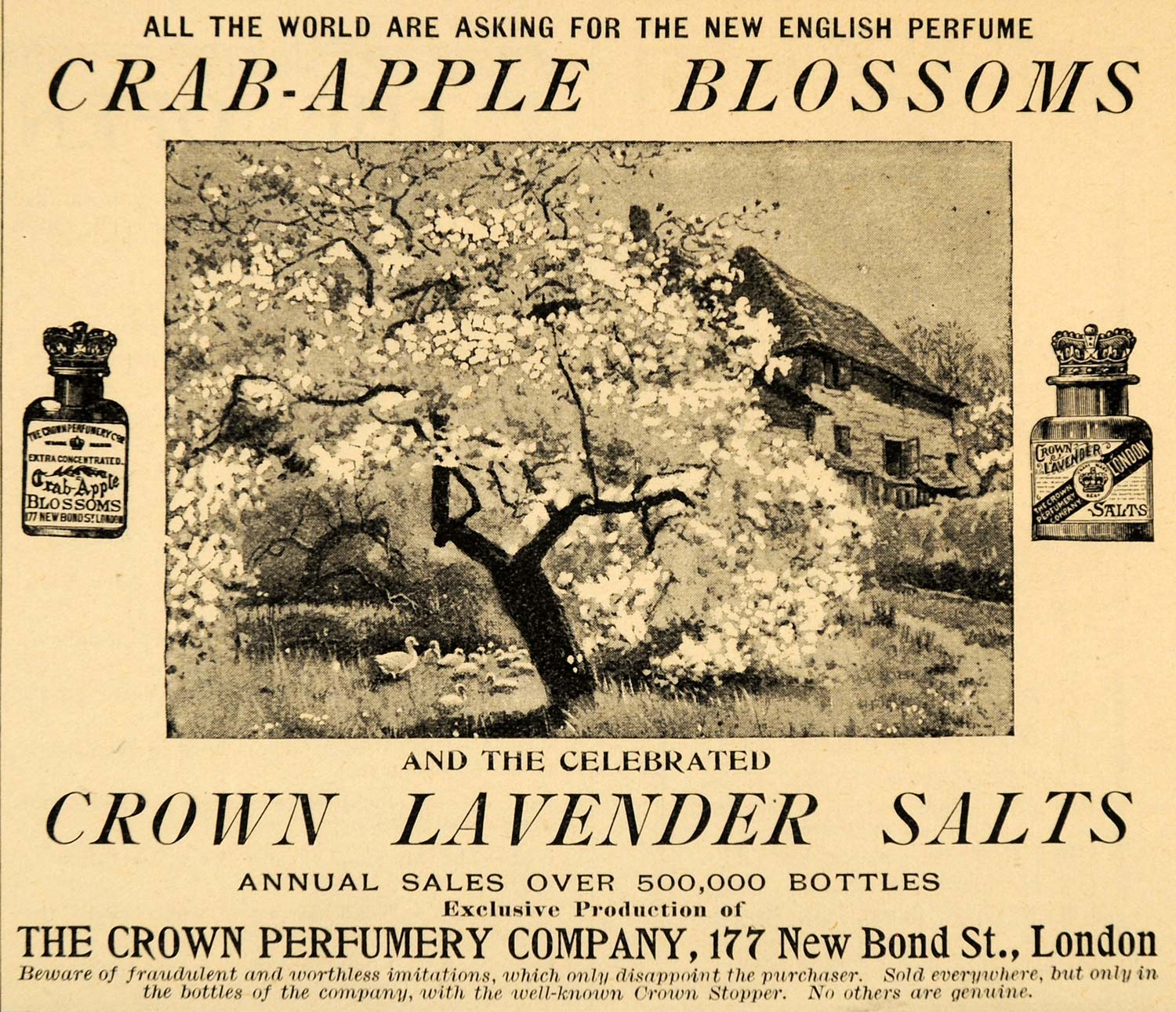 1893 Ad Crown Perfumery Co. Apple Blossom Tree Perfume - ORIGINAL LHJ4