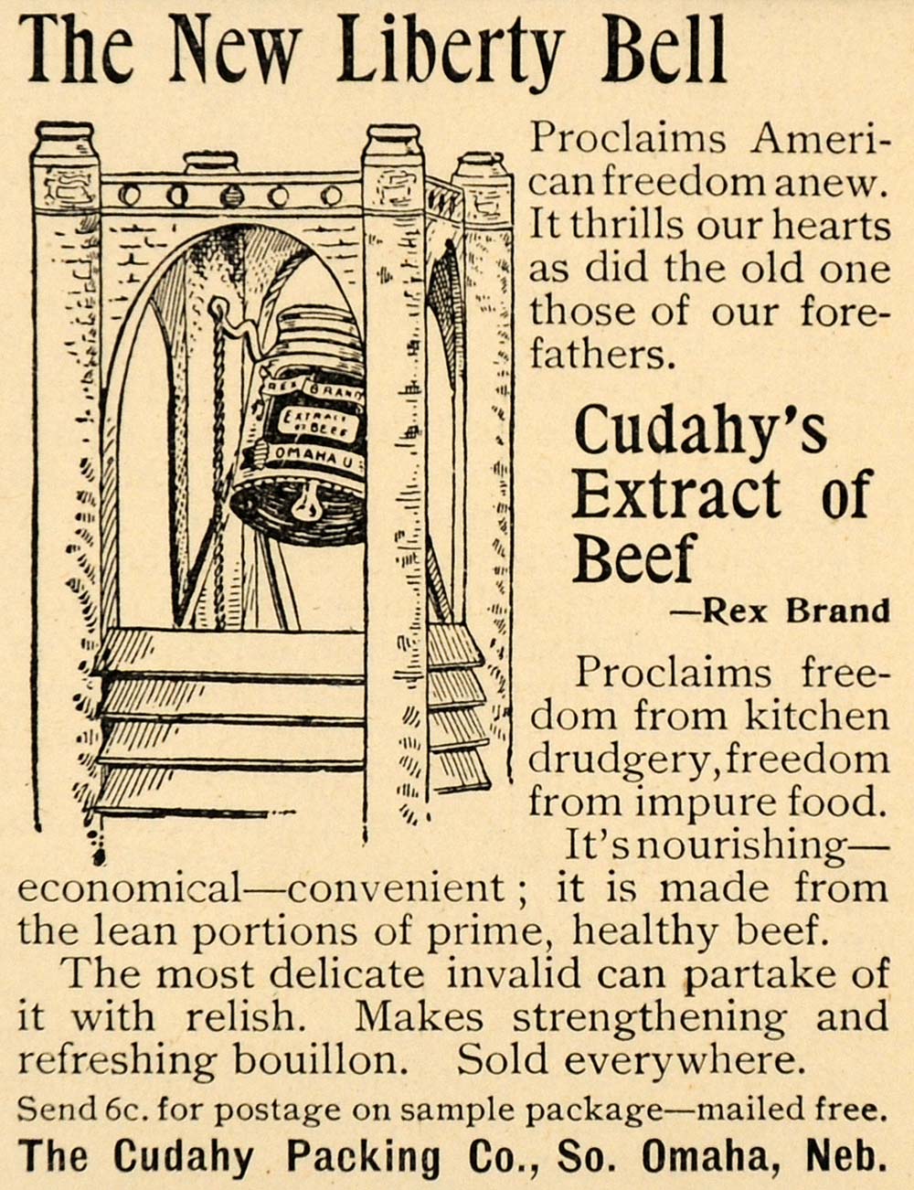 1893 Ad Cudahy Packing Co. Extract of Beef Liberty Bell - ORIGINAL LHJ4