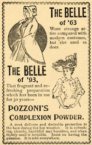 1893 Ad Pozzoni's Medicated Complexion Powder Belle 63 - ORIGINAL LHJ4
