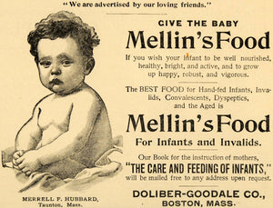 1893 Ad Doliber-Goodale Co. Mellin's Food for Babies - ORIGINAL ADVERTISING LHJ4