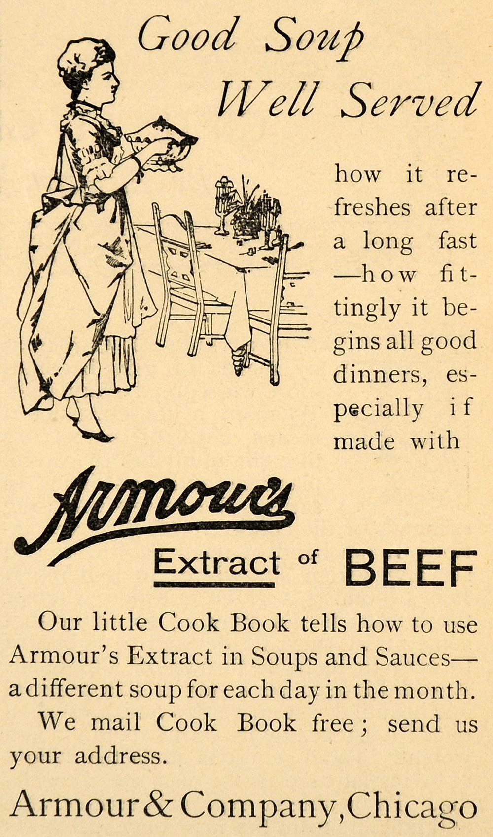 1893 Ad Armour Co. Extract of Beef Soup Food Products - ORIGINAL LHJ4