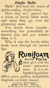 1893 Ad E W Hoyt Rubifoam Teeth Liquid Dentifrice Child - ORIGINAL LHJ4