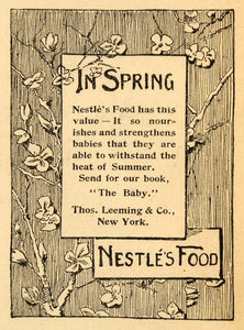 1893 Ad Thomas Leeming & Co. Nestles Food Babies Substitute Breast Milk LHJ4