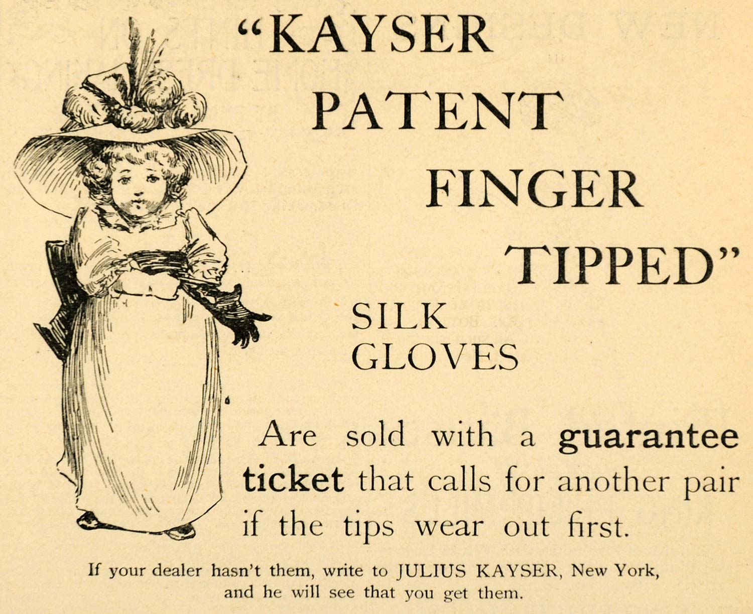 1893 Ad Julius Kayser New York Patent Finger Tipped Pair Silk Gloves Child LHJ4