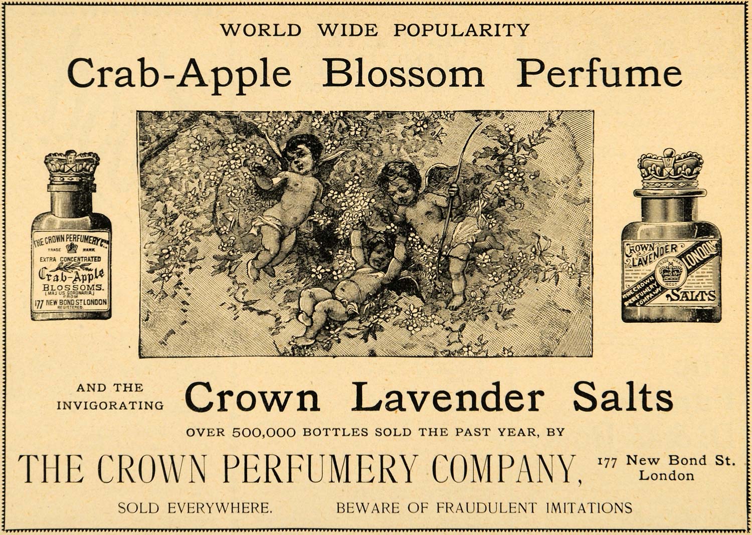 1893 Ad Crown Perfumery Co Lavender Salt Blossom Angels Cherub London LHJ4