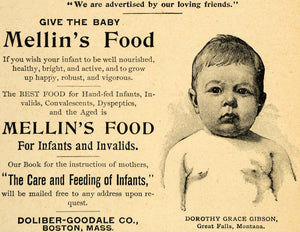 1893 Ad Doliber-Goodale Co. Mellins Food Babies Infant Invalid Dorothy LHJ4