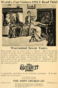 1893 Ad John Church Everett Piano Music Child Playing Instrument LHJ4