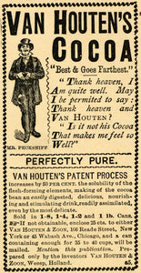 1891 Ad Van Houten Zoon Cocoa Baking Mr. Pecksniff Logo Weesp