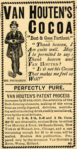 1891 Ad Van Houten Zoon Cocoa Baking Mr. Pecksniff Logo Weesp Holland LHJ4
