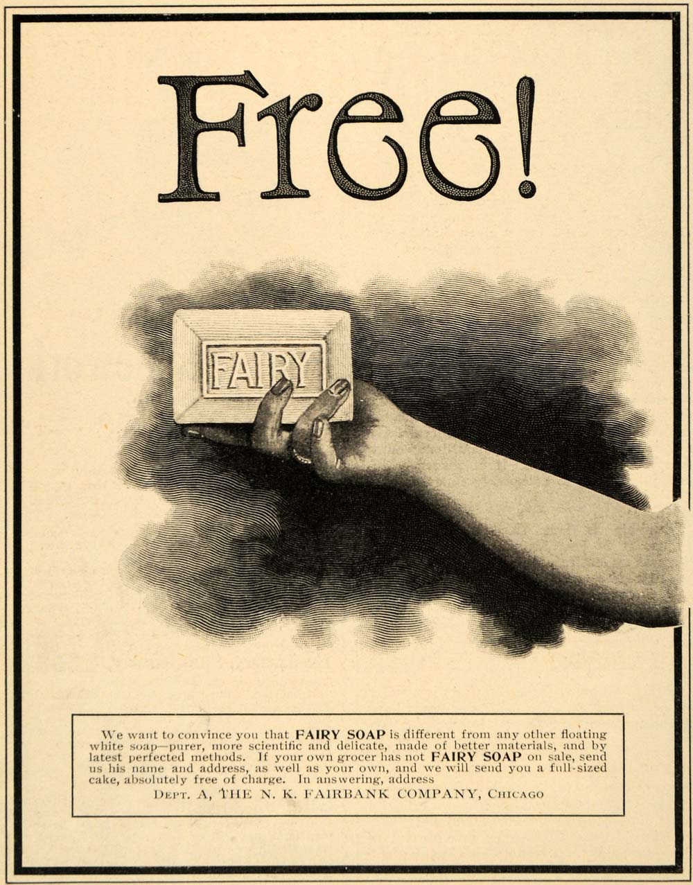 1900 Ad N. K. Fairbank Fairy Soap Cleanser Bar Hand Arm Wash Hygiene LHJ4