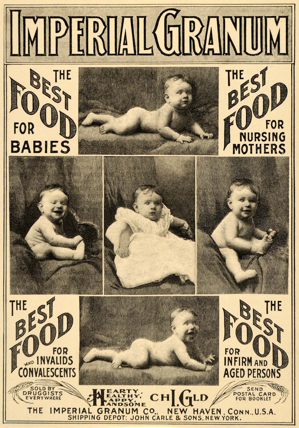 1900 Ad Imperial Granum John Carle Baby Food Infants Portraits Health LHJ4