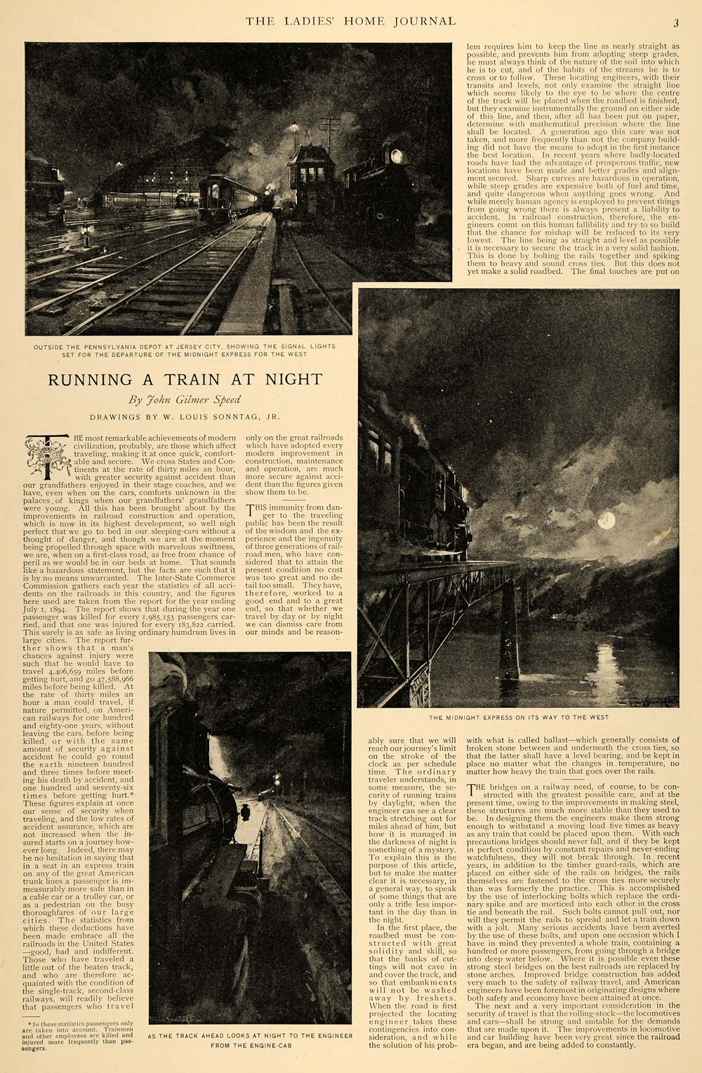 1896 Article Night Train Operating John Gilmore Speed Louis Sonntag Jersey LHJ5