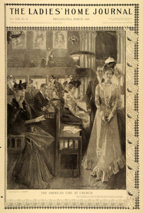 1900 Print Church Victorian Woman Howard C. Christy Women Religion Ladies LHJ5