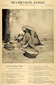 1896 Print Mother's Song Virginia Woodward Cloud Taylor Woman Griding Mill LHJ5