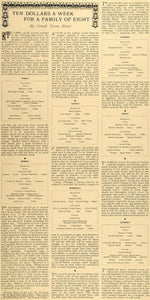 1897 Article $10 Per Week For Family of 8 Sarah Tyson Rorer Menu Meal LHJ5