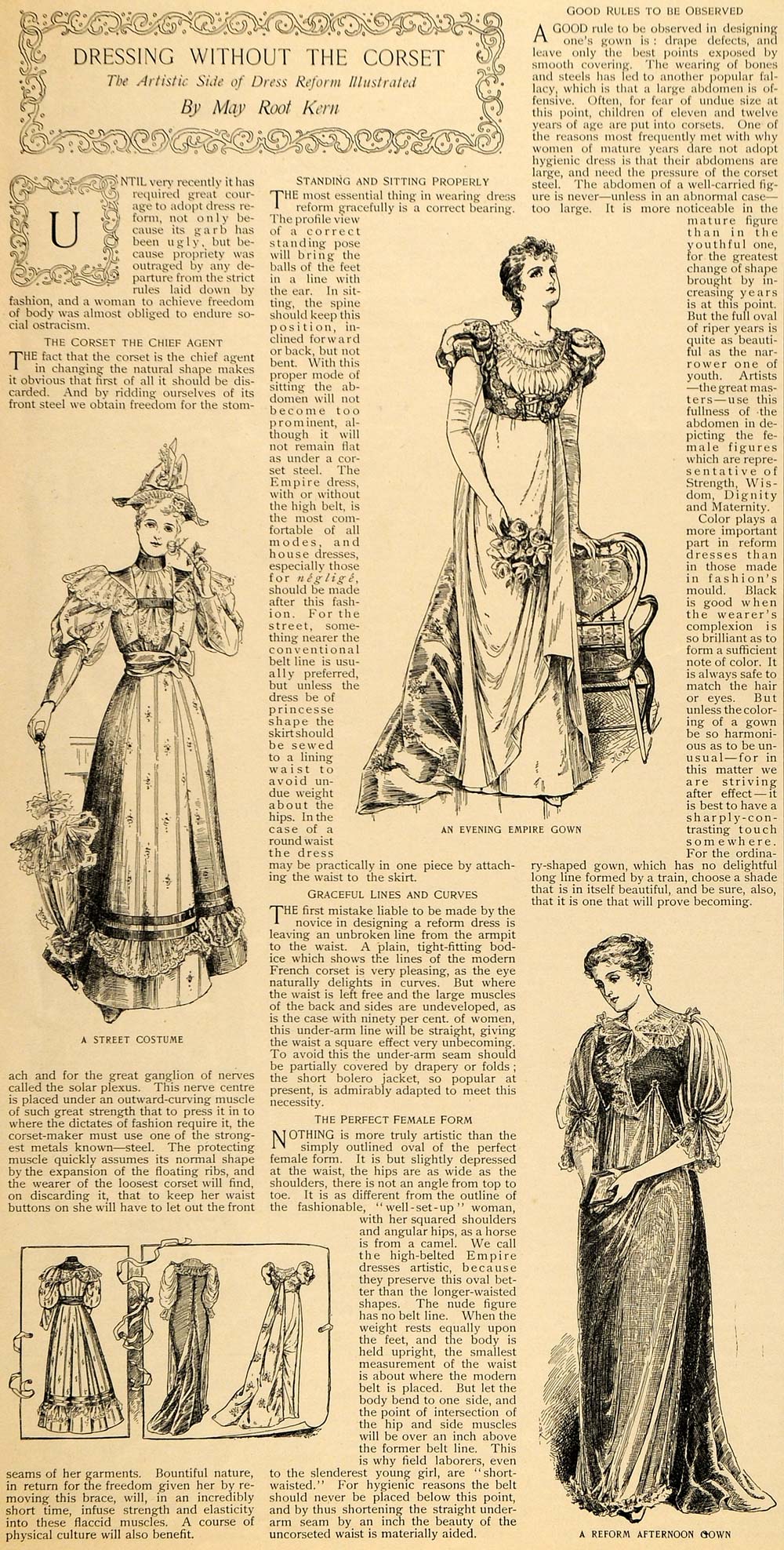 1893 Article Dressing Without Corset Fashion May Root Kern Gown Fashion LHJ5