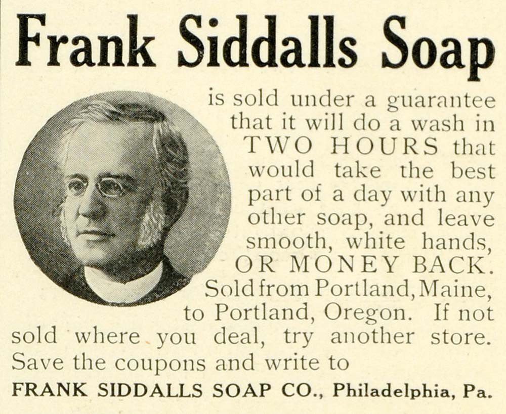 1906 Ad Frank Siddalls Hand Washing Soap Philadelphia Man Spectacles LHJ6 - Period Paper
