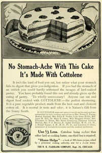 1905 Ad N. K. Fairbank Cottolene Baking Shortening Lard Cake Tray Cook LHJ6