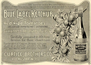 1905 Ad Curtice Blue Label Ripe Tomato Ketchup Sauce Vine Catsup Flavoring LHJ6