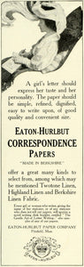 1905 Ad Eaton-Hurlbut Correspondence Writing Papers Woman Letter Pen LHJ6