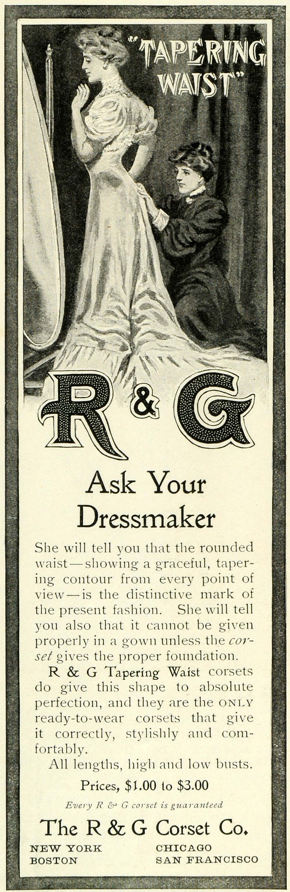 1905 Ad R G Tapering Waist Corset Woman Fashion Dressmaker Fitting Mirror LHJ6
