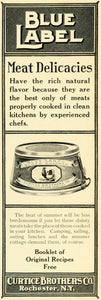 1907 Ad Curtice Brothers Blue Label Canned Meat Rooster Chicken Food Eating LHJ6