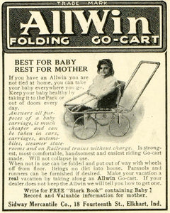 1907 Ad Sidway AllWin Folding Go-Cart Baby Child Stroller Carriage Wheel LHJ6